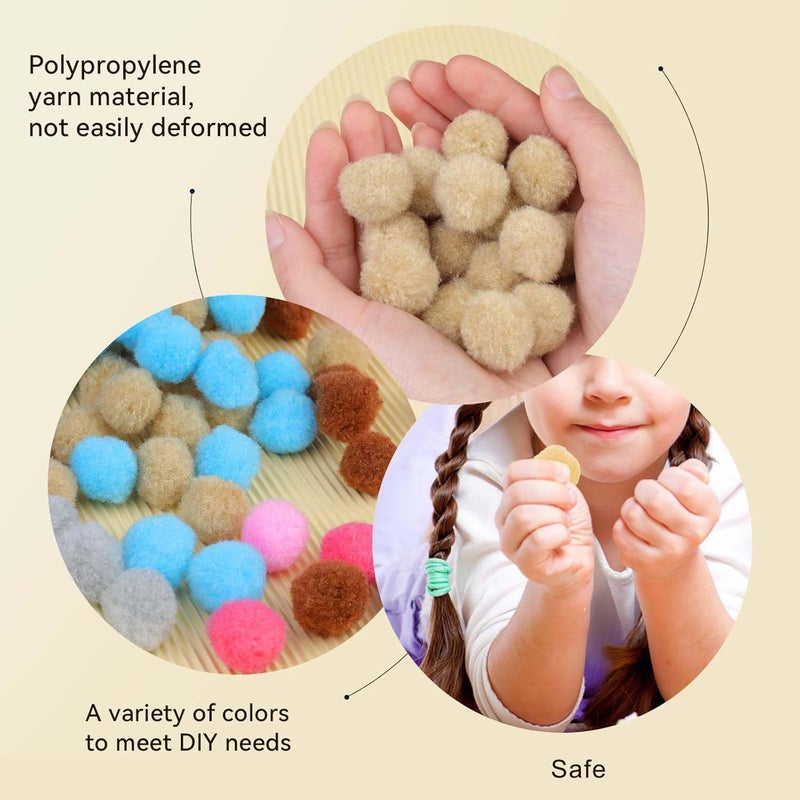MORFEN 150 Pcs Pom Poms, 1 Inch Bright Beige Craft Pom Poms, Fuzzy Pompom Puff Balls, Small Pom Pom Balls for DIY Arts, Crafts Projects, Home Decorations - Image 4
